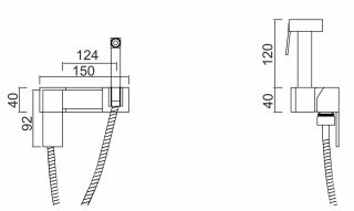 Гигиенический душ со смесителем РМС SUS129BL-6-2 чёрный